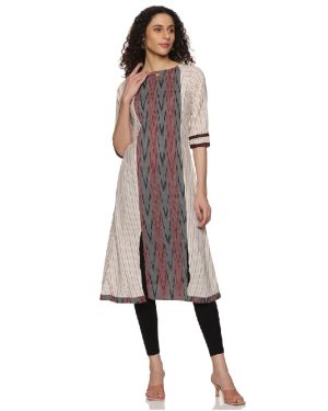 Huezo Women's Cotton Ikkat Slit Cut Reglan Kurti