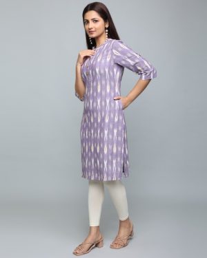 Huezo Women's Cotton Ikkat Kurti