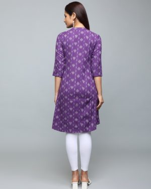 Huezo Women's Cotton Ikkat Collar Kurti