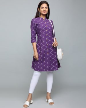 Huezo Women's Cotton Ikkat Collar Kurti