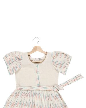 Huezo Kids  Cotton Ikat H White Round  Neck