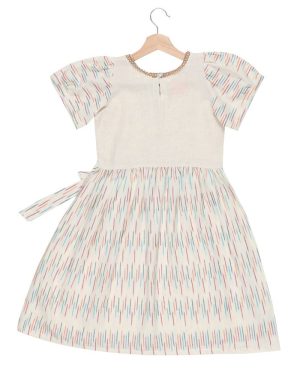 Huezo Kids  Cotton Ikat H White Round  Neck