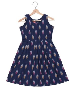 Huezo Kids  Cotton Ikat Navy Round  Neck