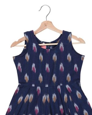 Huezo Kids  Cotton Ikat Navy Round  Neck