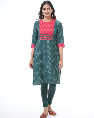 Huezo Women's Cotton Yoke Kurti